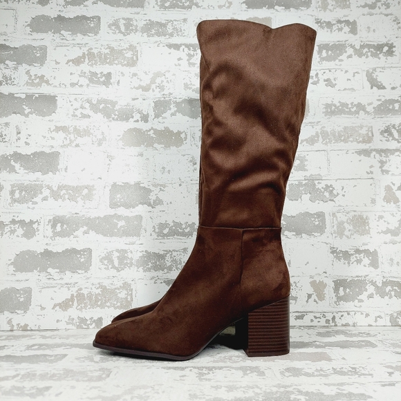 NEW Nordstrom RACK Virginia Block Heel Tall Boot In Brown Chocolate B393 - Picture 1 of 12